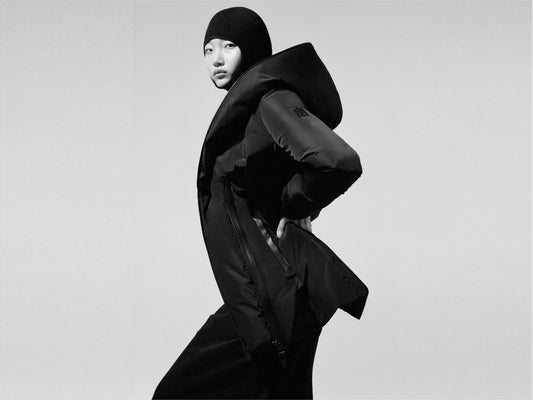 Model wearing a Mackage coat