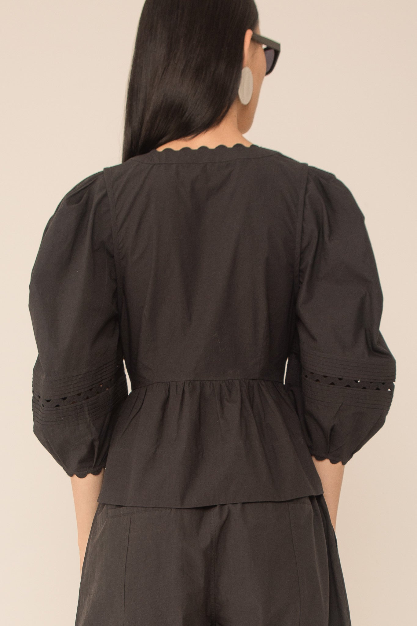 Carlotta Pleat Sleeve Top - Black