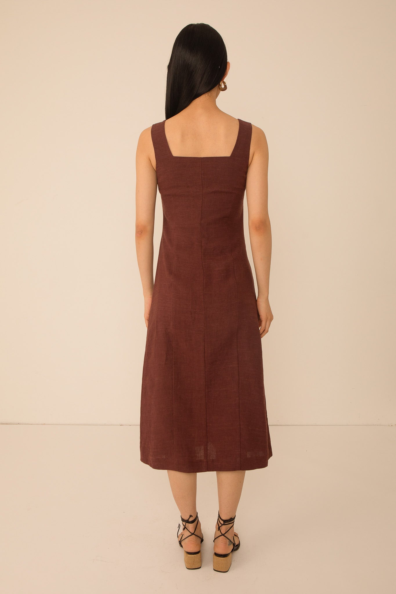 Cleo Button Through Dress - Brown