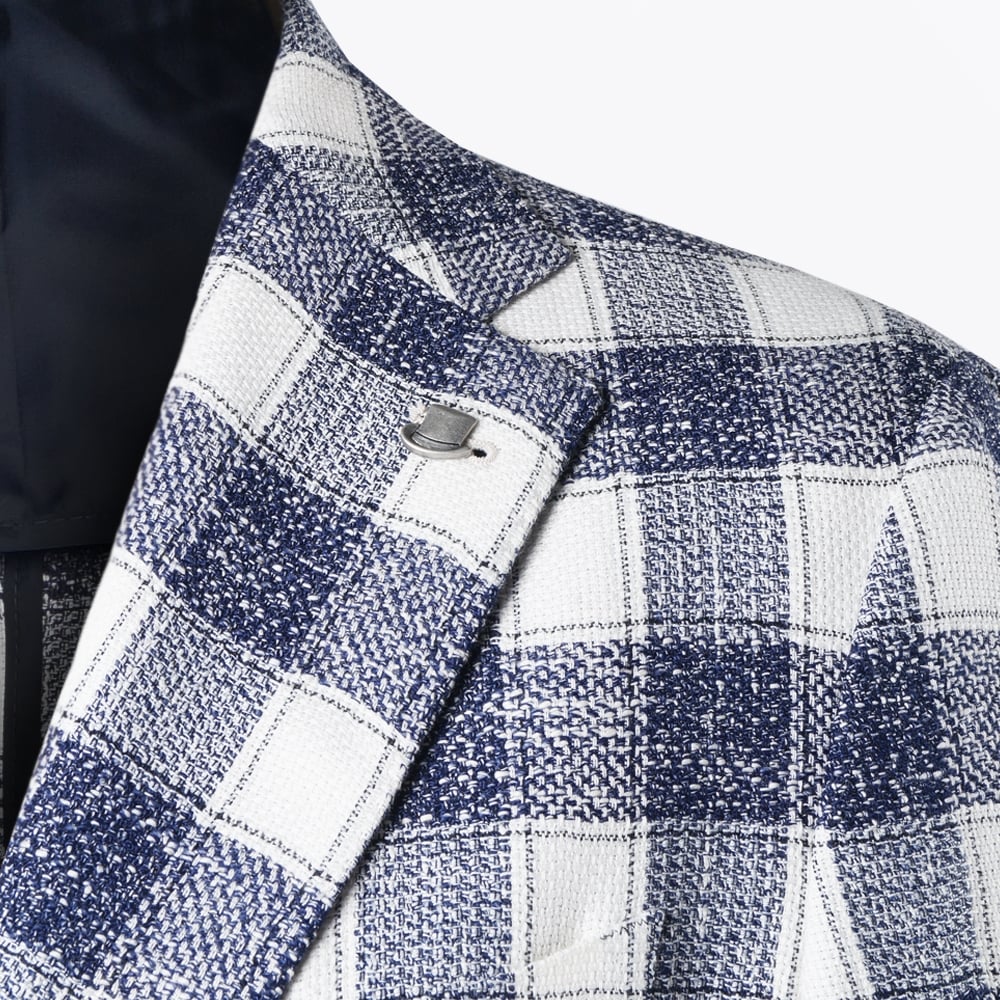 - Big Check Pattern Blazer - Blue
