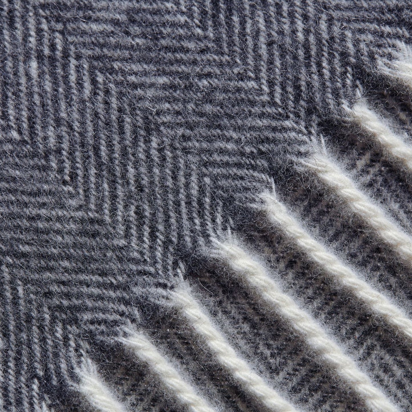 Herringbone Wool Scarf - Blue
