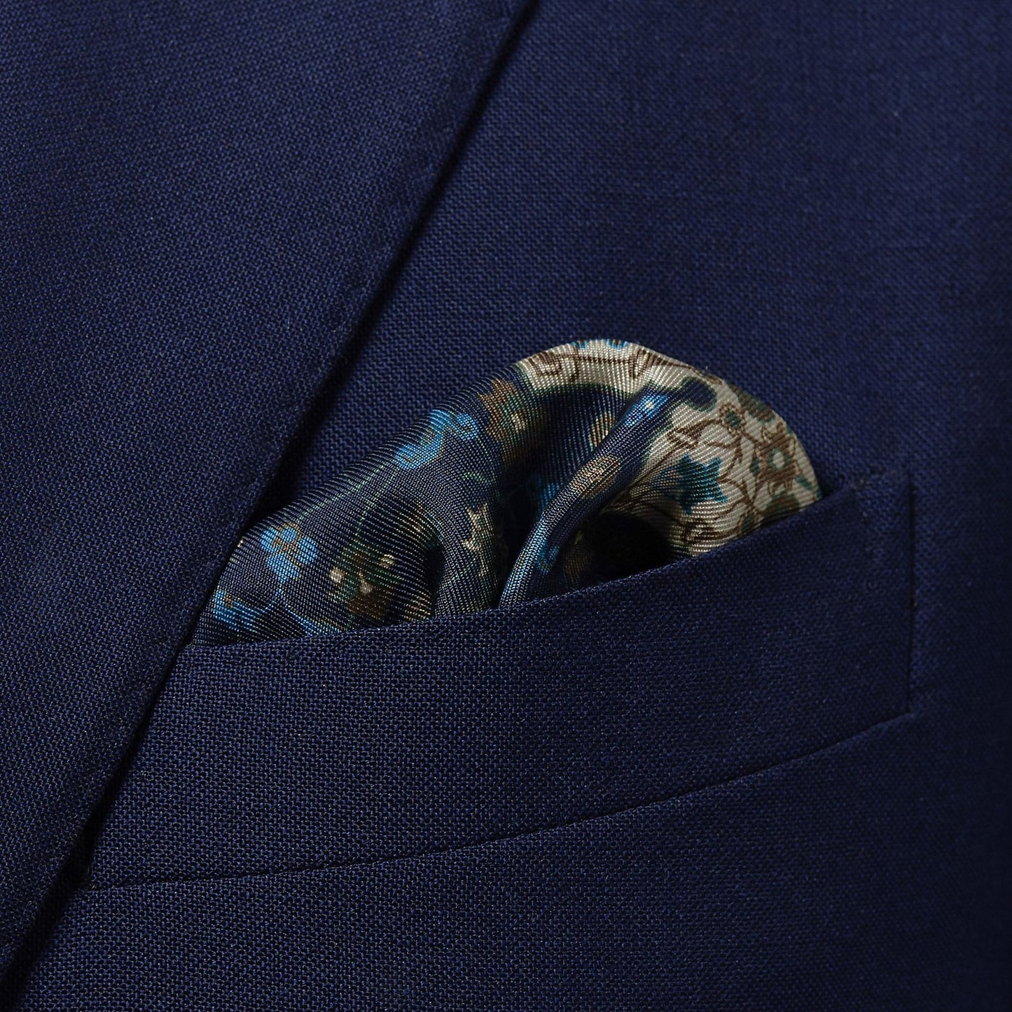 Lotus Flower Pocket Square - Blue