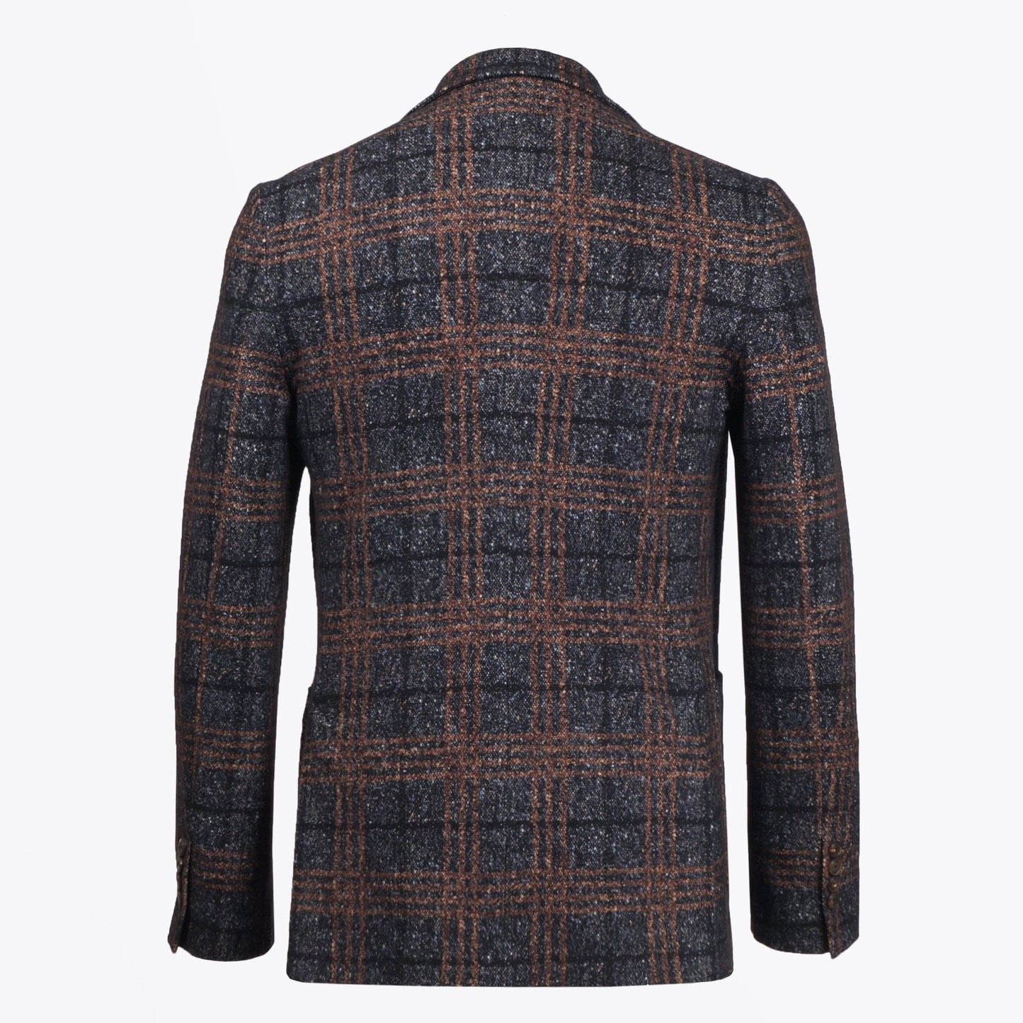 - Cotton Check Blazer - Navy/Multi