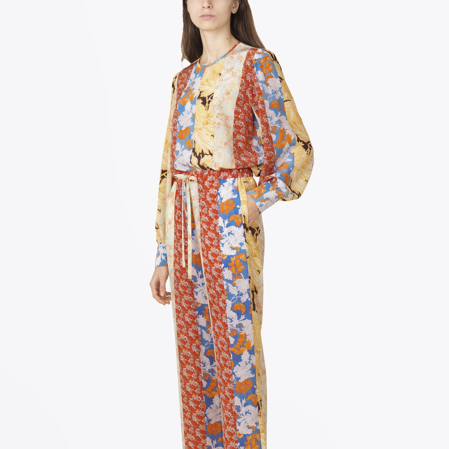Karolina Silk Blouse - Floral Wallpaper