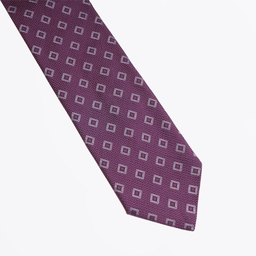 - Woven Square Tie - Pink