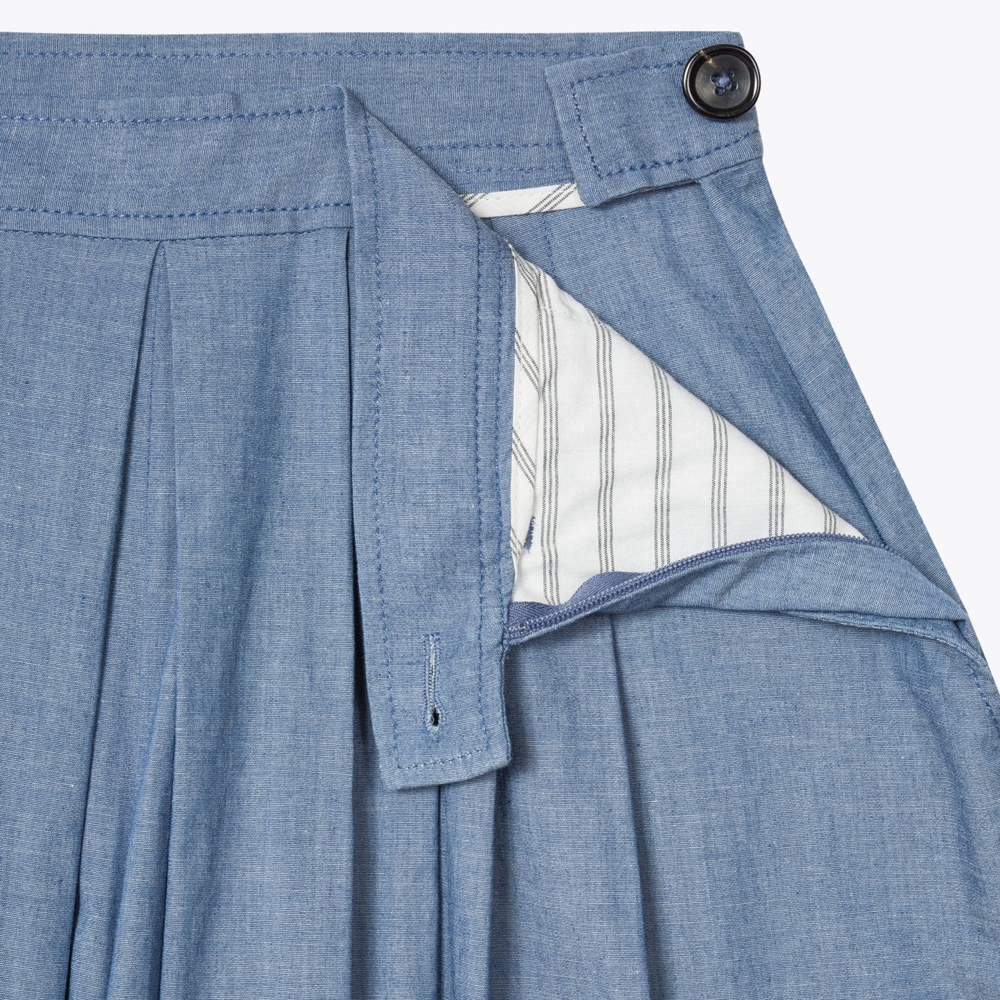 - Chambray Pleat Culottes - Blue