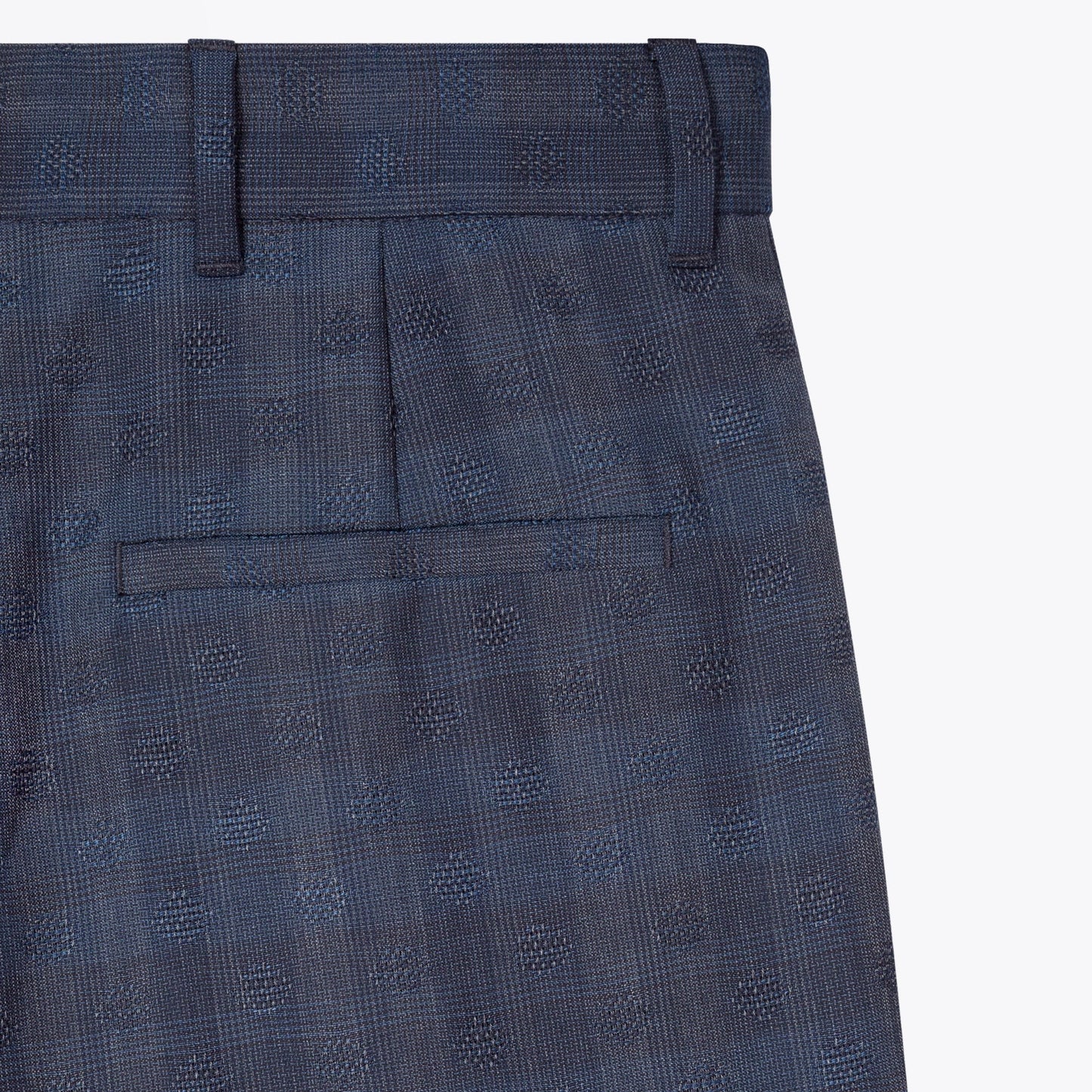 - Polka Dot Jacquard Trousers - Navy