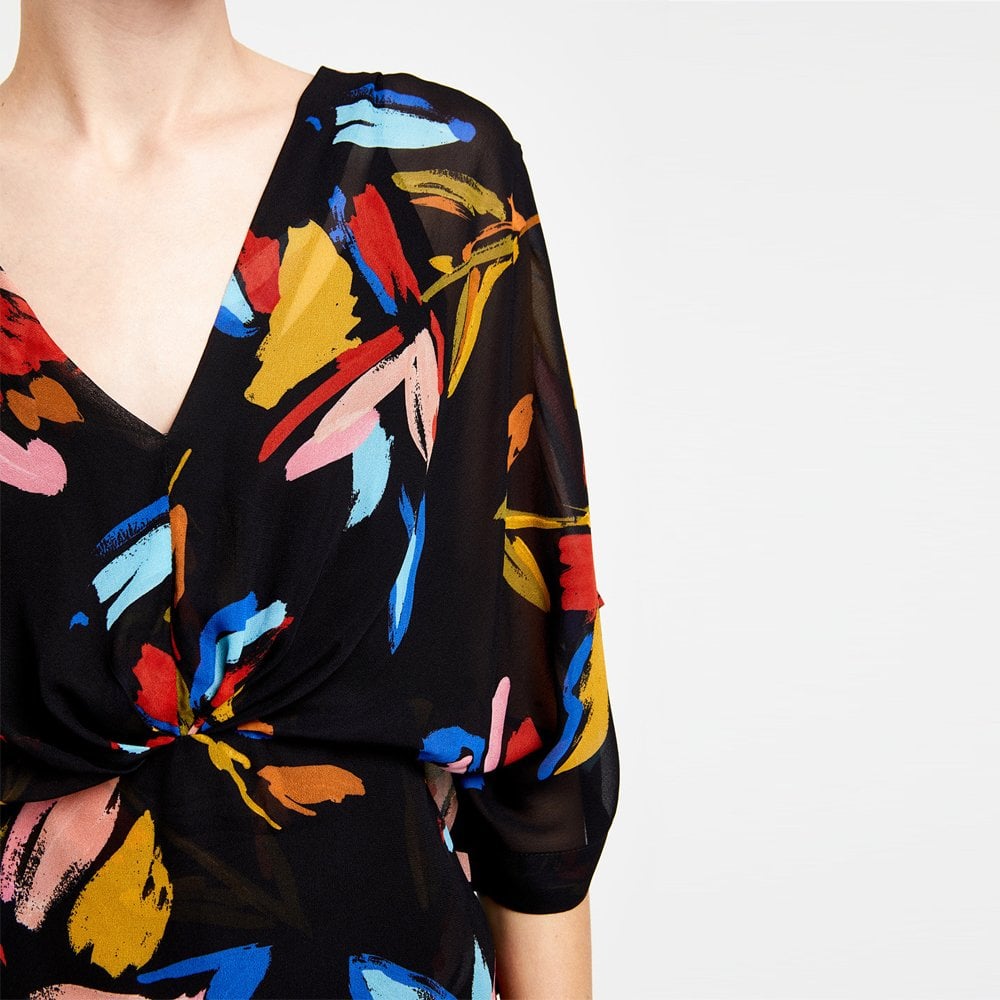 - Wide Sleeve Printed Blouse - Black/Multi