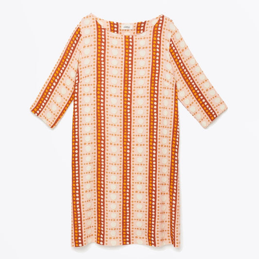 - Spotted Shift Dress - Cream/Orange