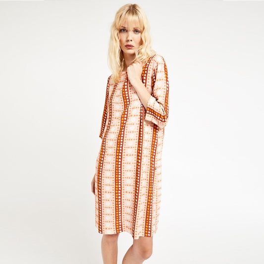 - Spotted Shift Dress - Cream/Orange