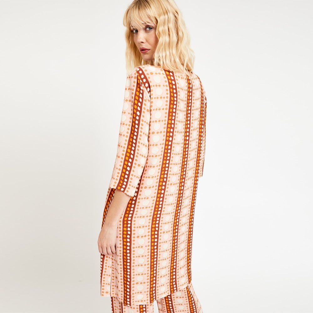 - Spotted Shift Dress - Cream/Orange