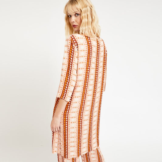 - Spotted Shift Dress - Cream/Orange