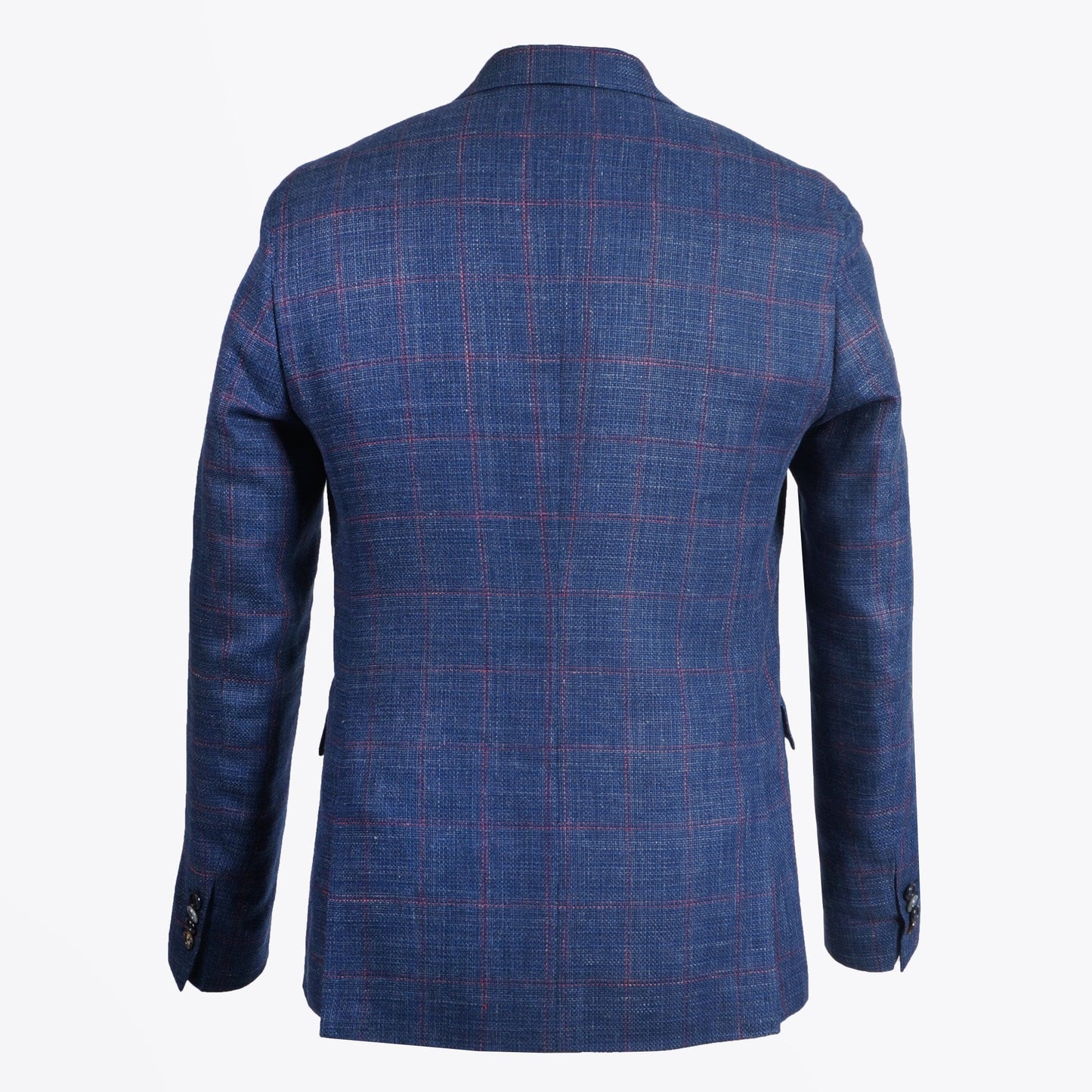 - Fine Pink Check Blazer - Navy