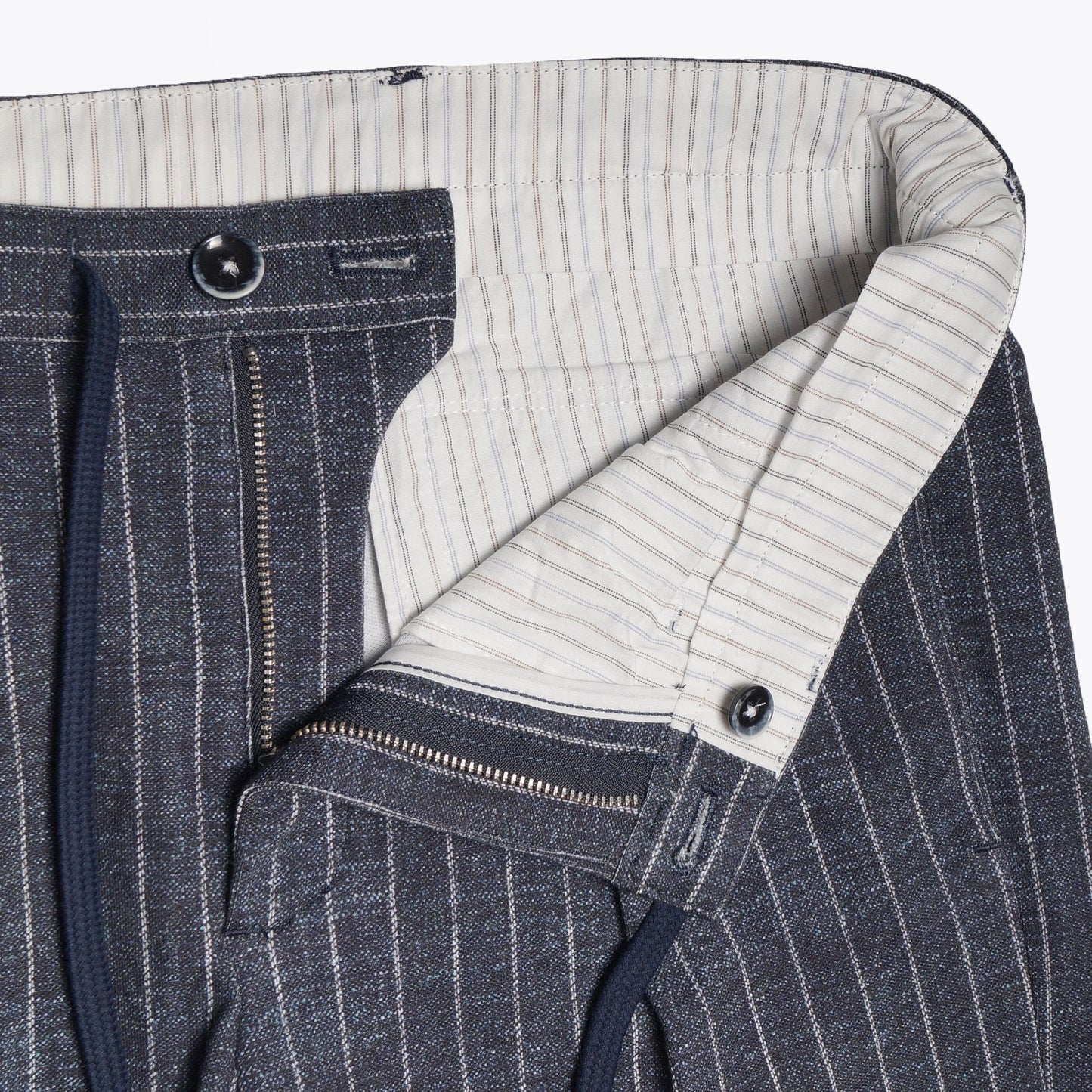 - Stretch Drawstring Trousers - Grey Stripe