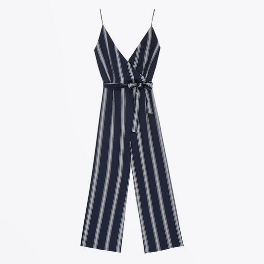 - Serena Stripe Jumpsuit - Navy