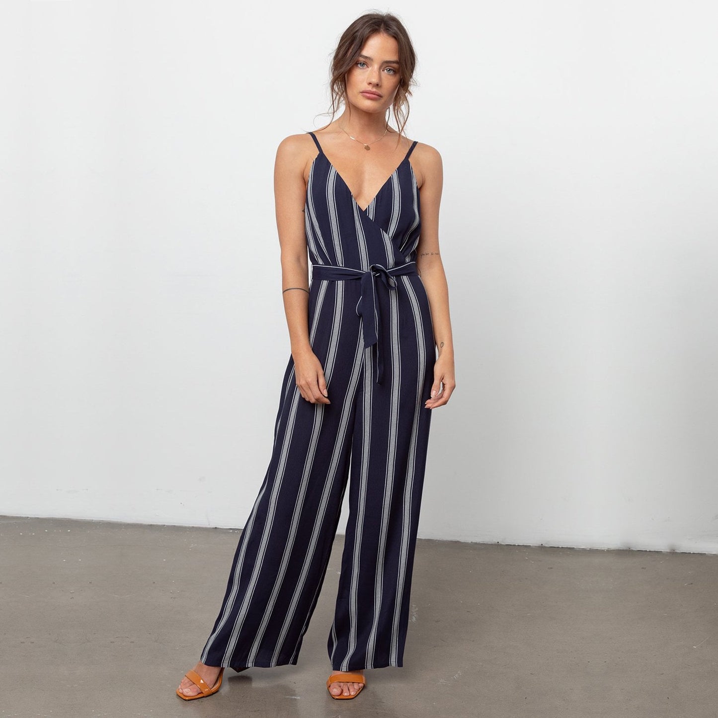 - Serena Stripe Jumpsuit - Navy
