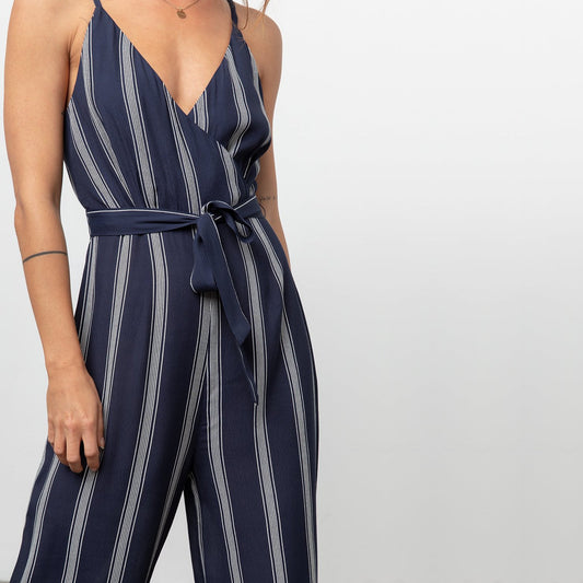 - Serena Stripe Jumpsuit - Navy