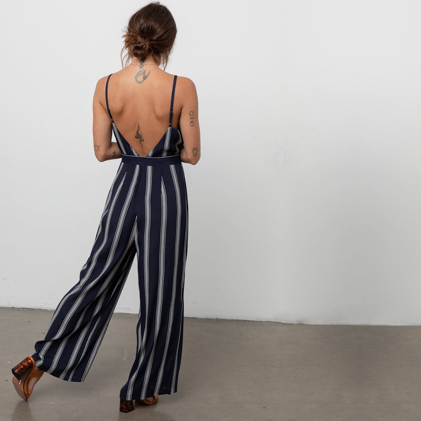 - Serena Stripe Jumpsuit - Navy