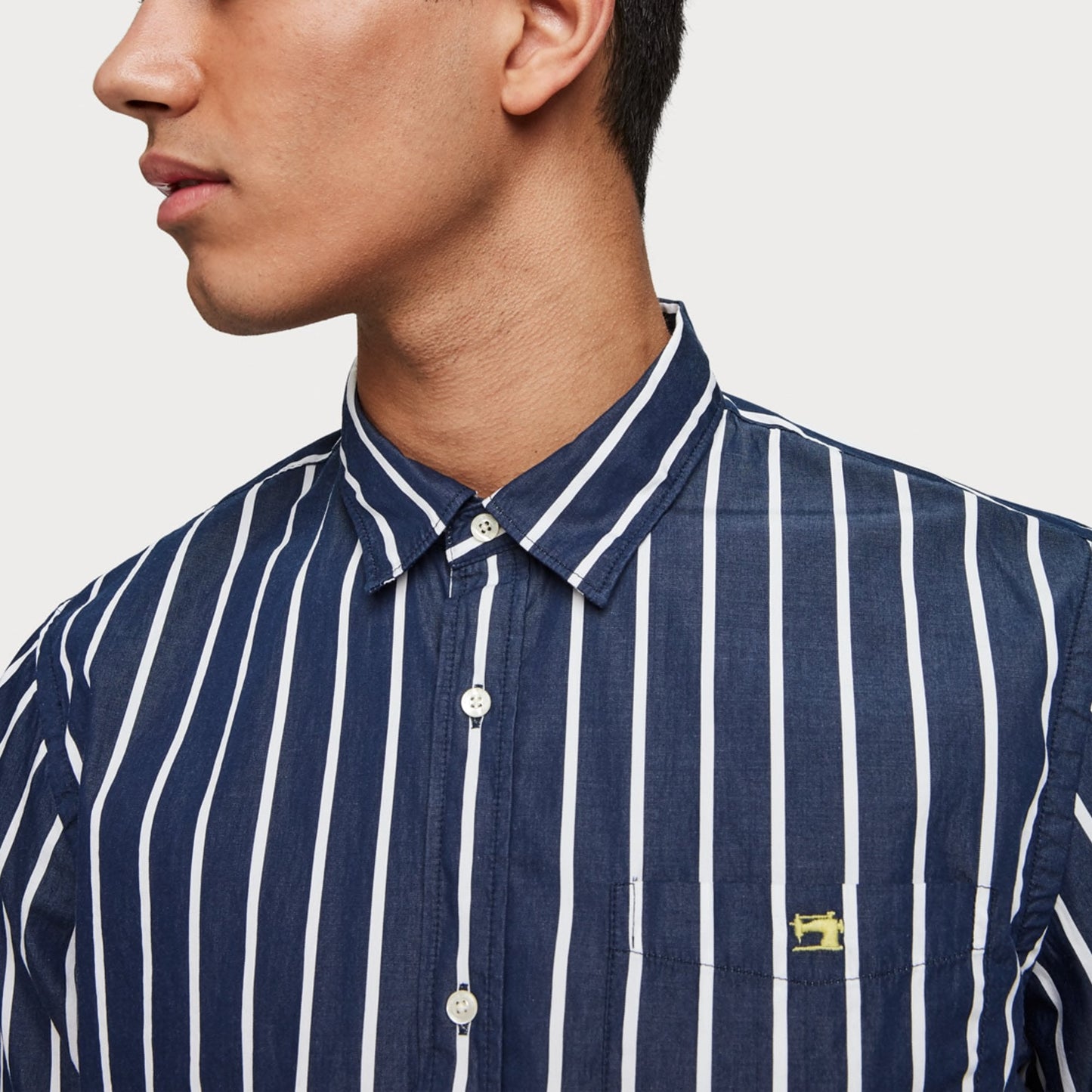 - Cotton Stripe Shirt - Blue/White