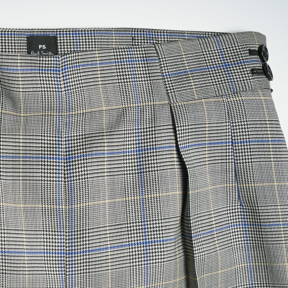 - Checked Wool Trousers - Grey Check