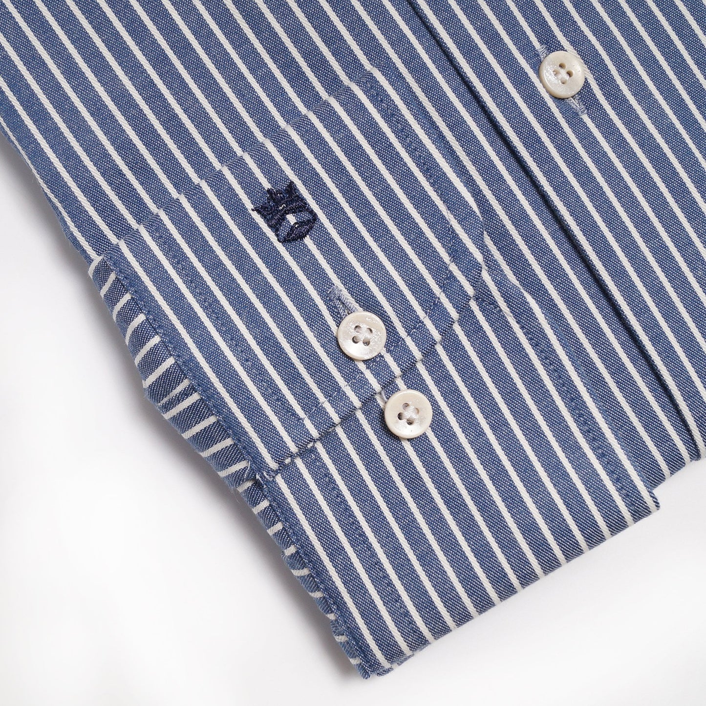 - Cotton Pinstripe Shirt - Blue