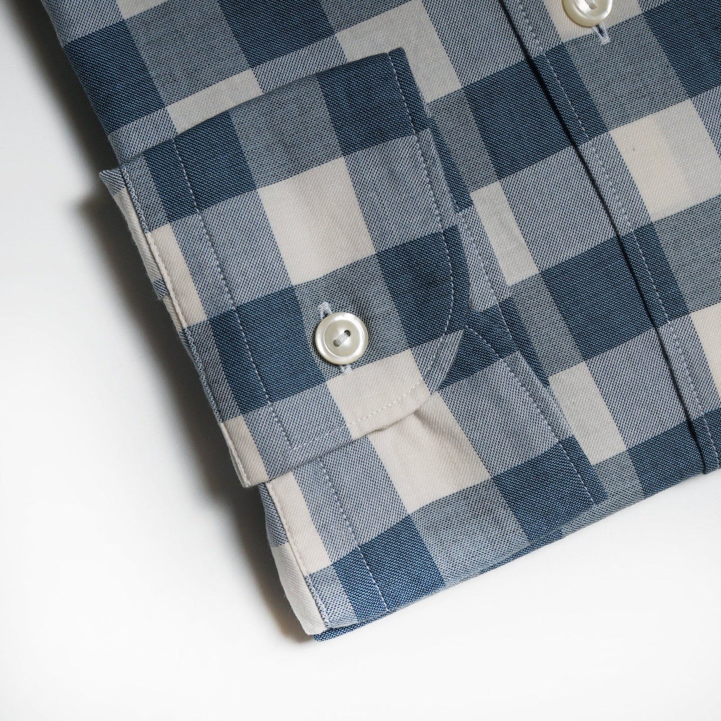 - Checked Twill Shirt - Blue/Grey