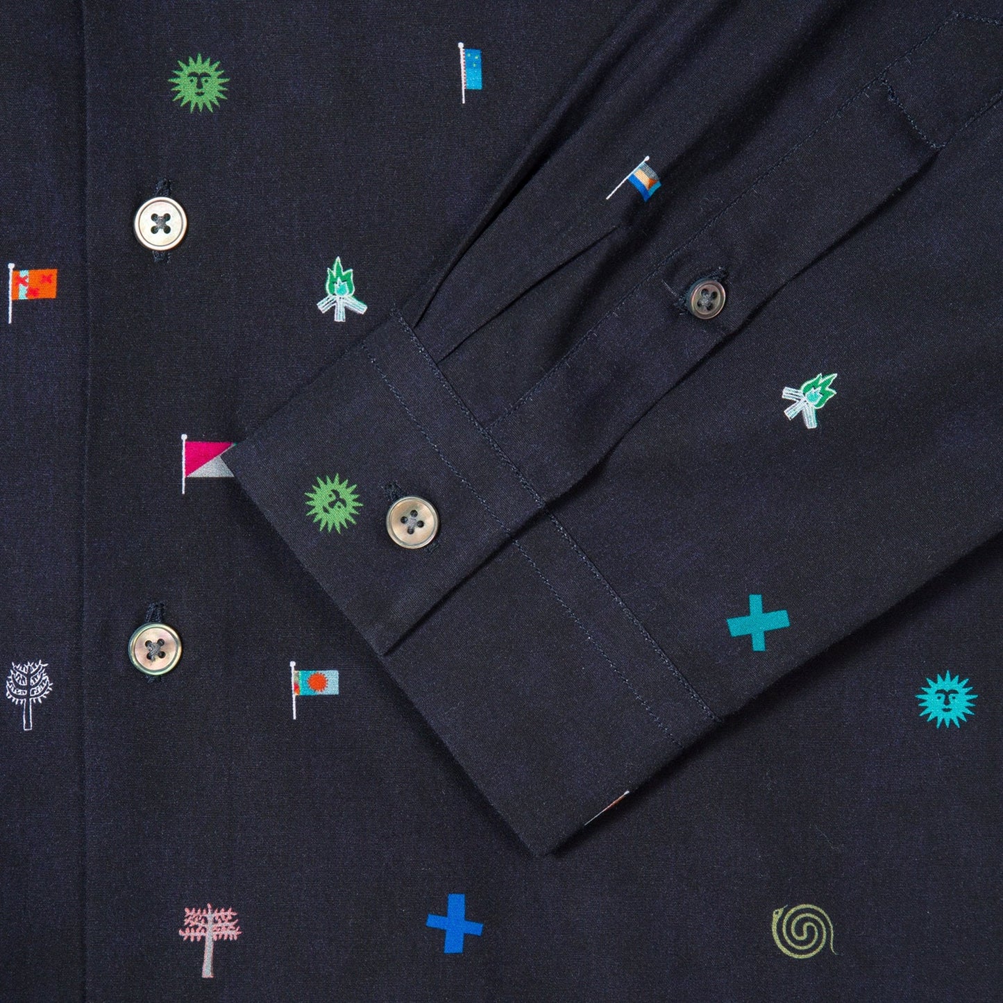 - 'Mini Flags' Printed Shirt - Dark Navy