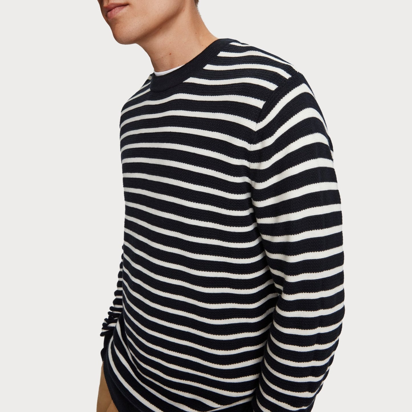 - Classic Striped Pullover - Navy