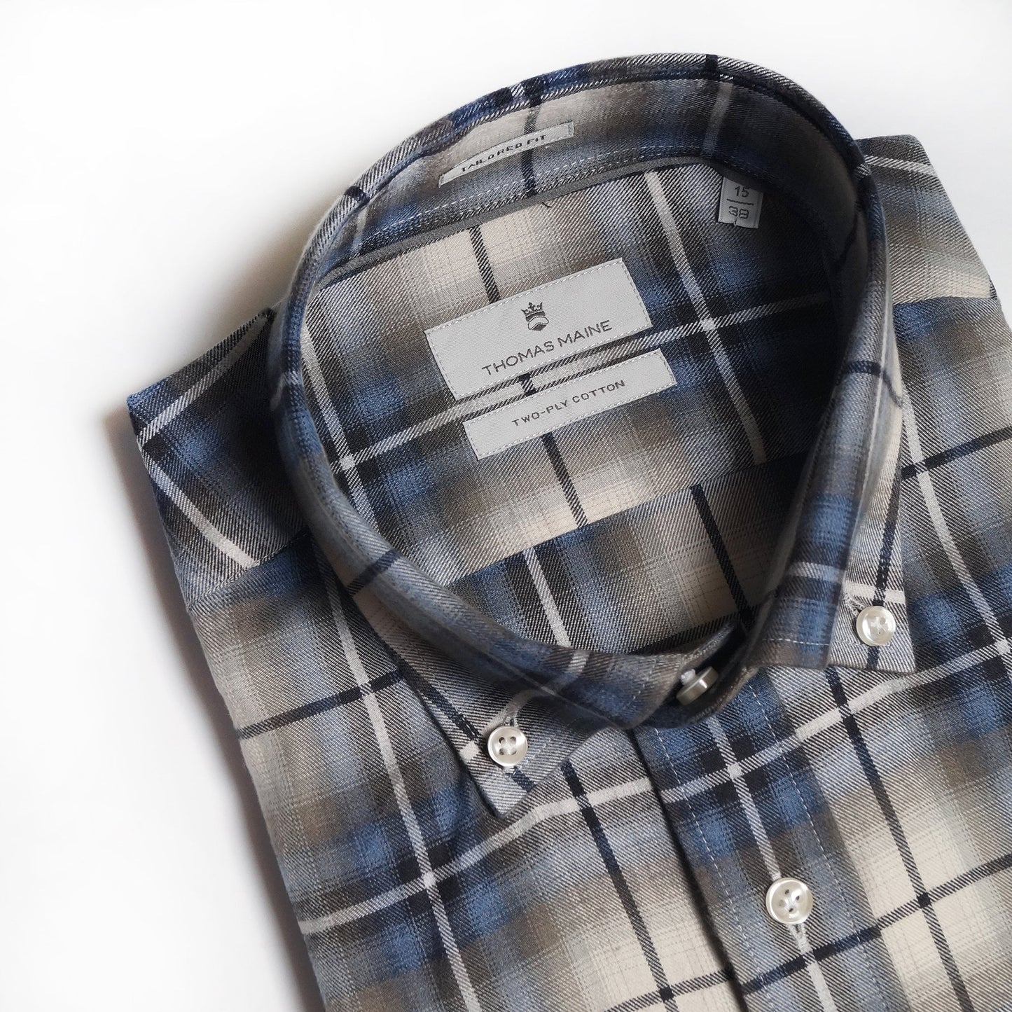 - Cotton Checked Shirt - Blue