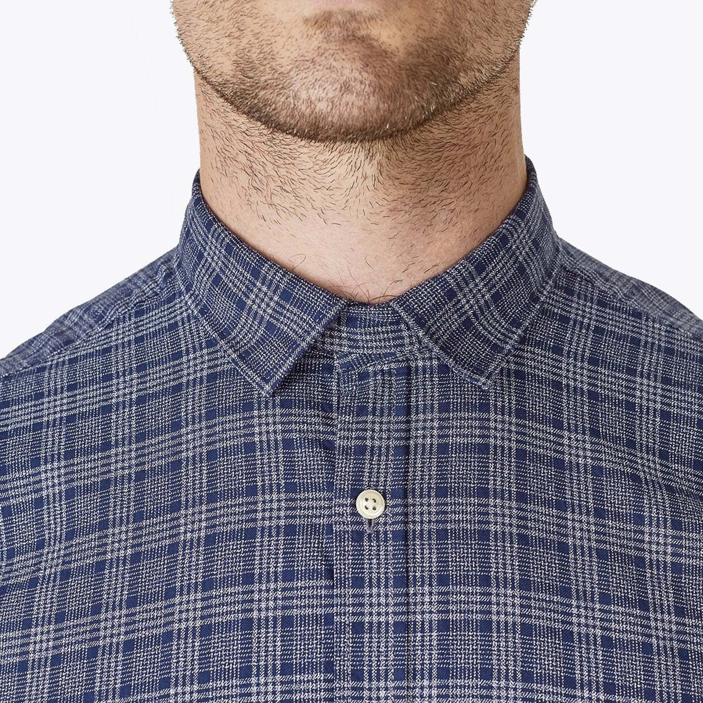 - Clerkenwell Check Tab Shirt - Blue