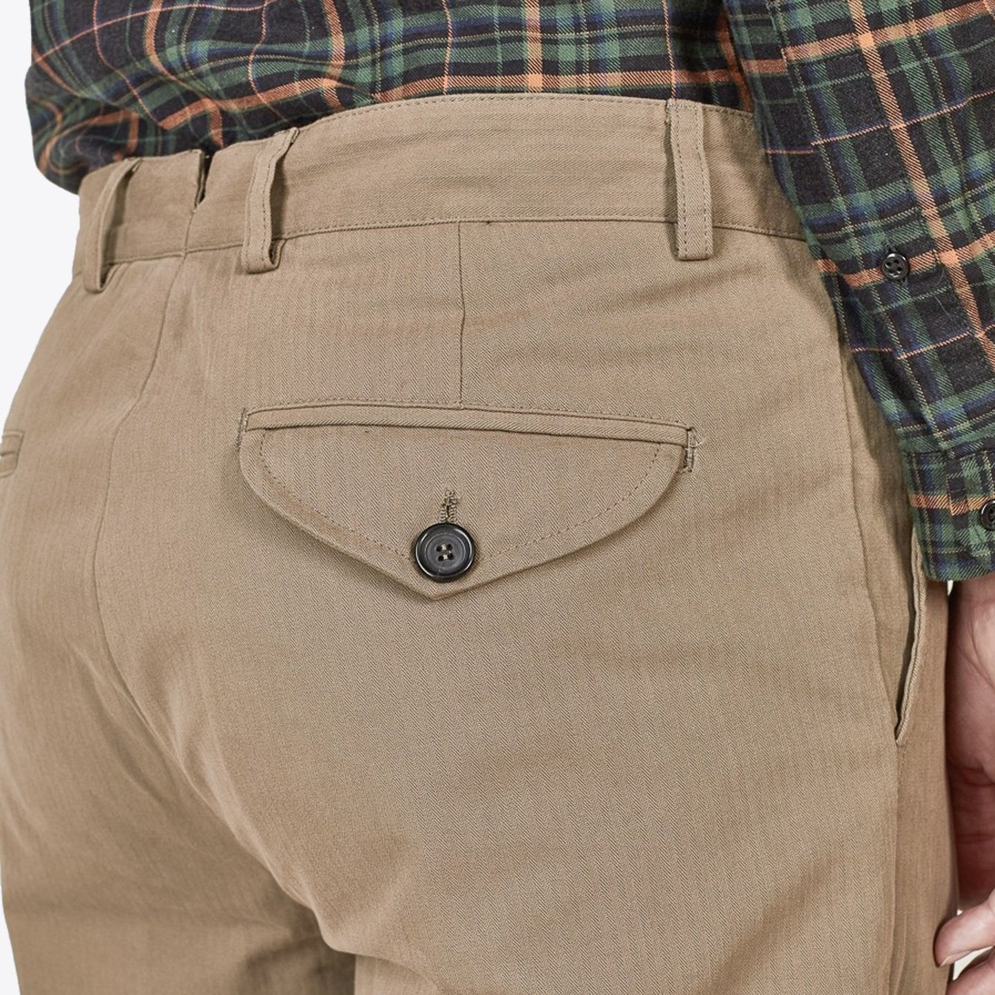 - Fishtail Cotton Trousers - Beige