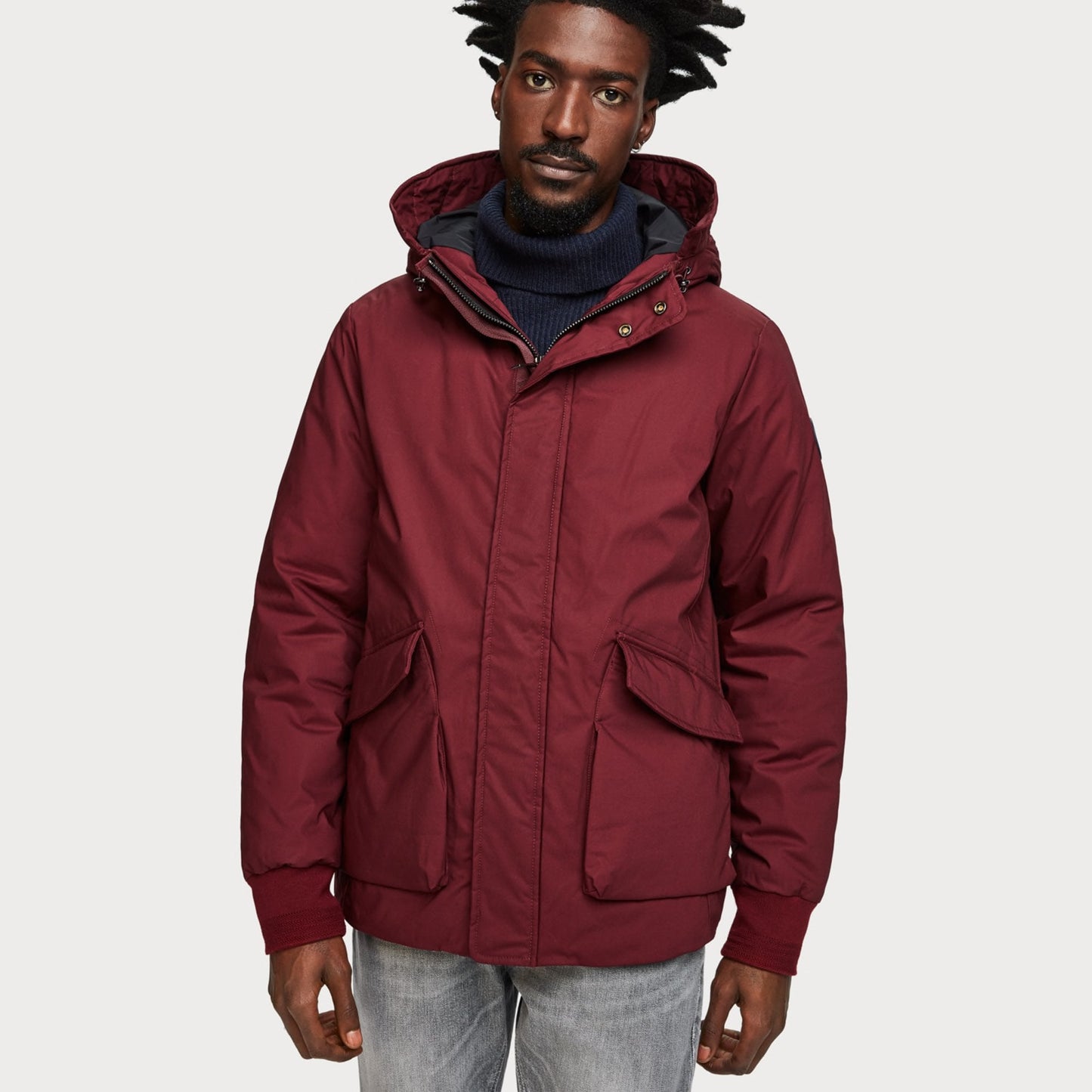 - Short Hooded Jacket - Burgundy
