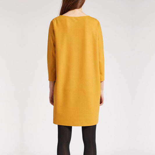 - Wool Flared Dress - Yellow