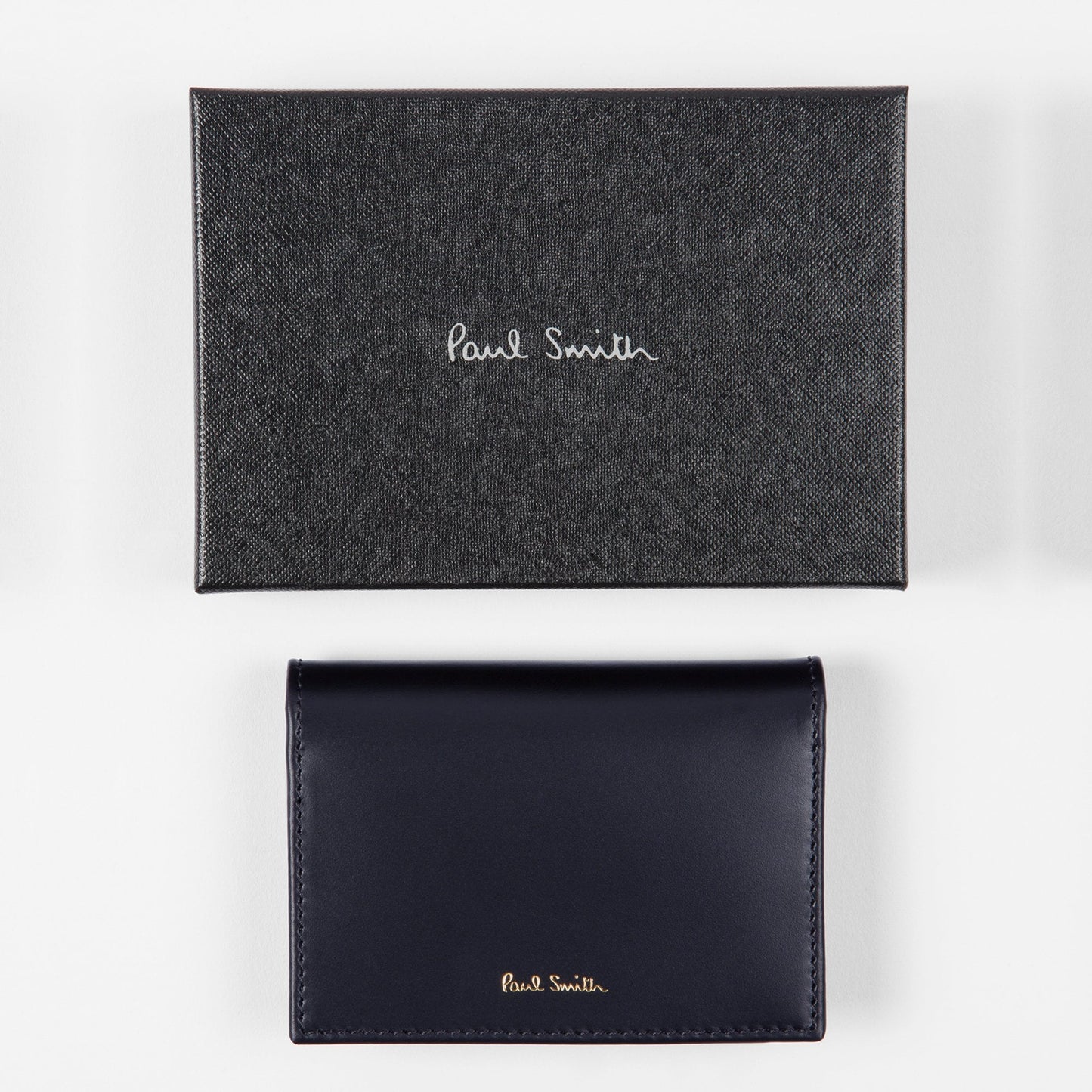 Leather Fold-Over Card Wallet - Dark Navy