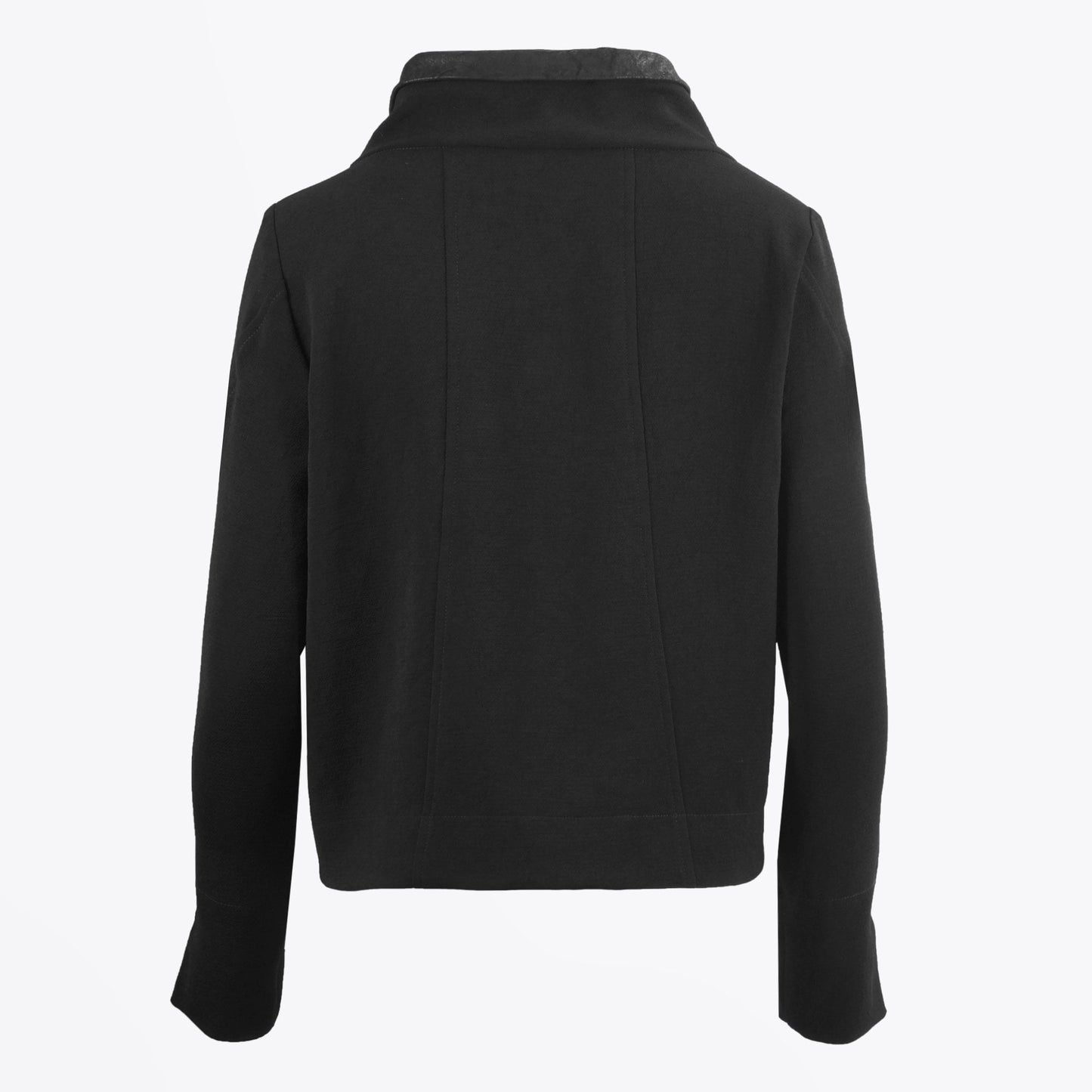 Leather Trim Jacket - Black