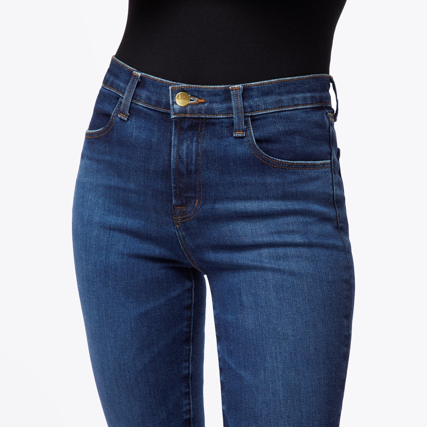 - Alana - High Rise Crop Skinny Jeans - Blue