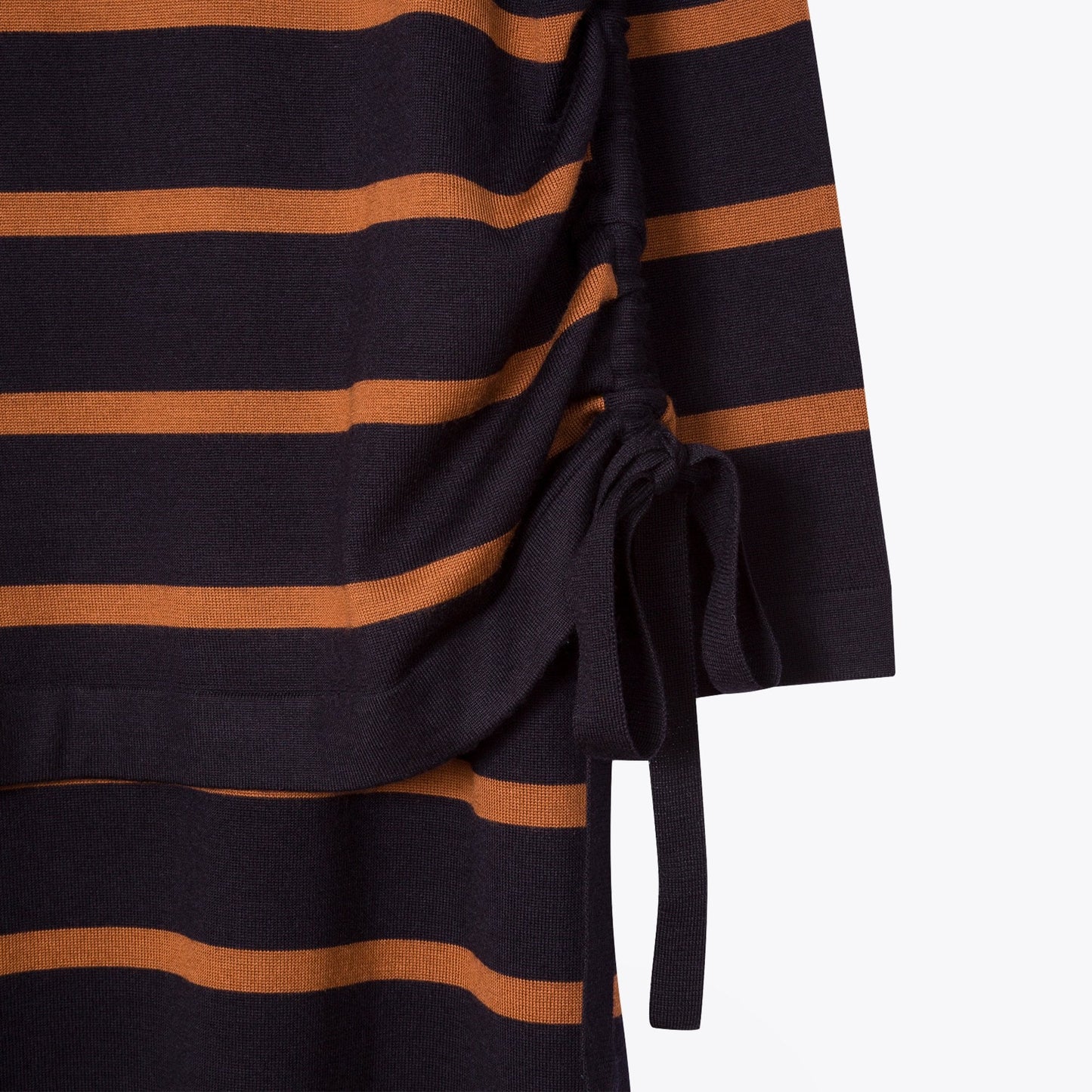 - Stripe Double-Layer Knitted Dress - Navy