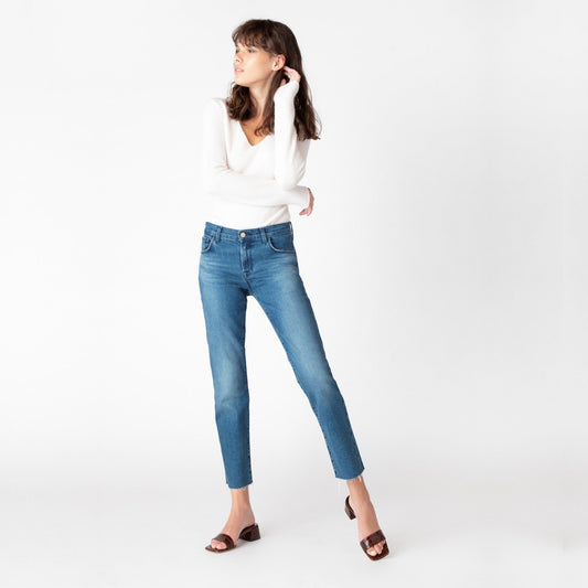- Adele - Mid Rise Straight Jeans - Blue