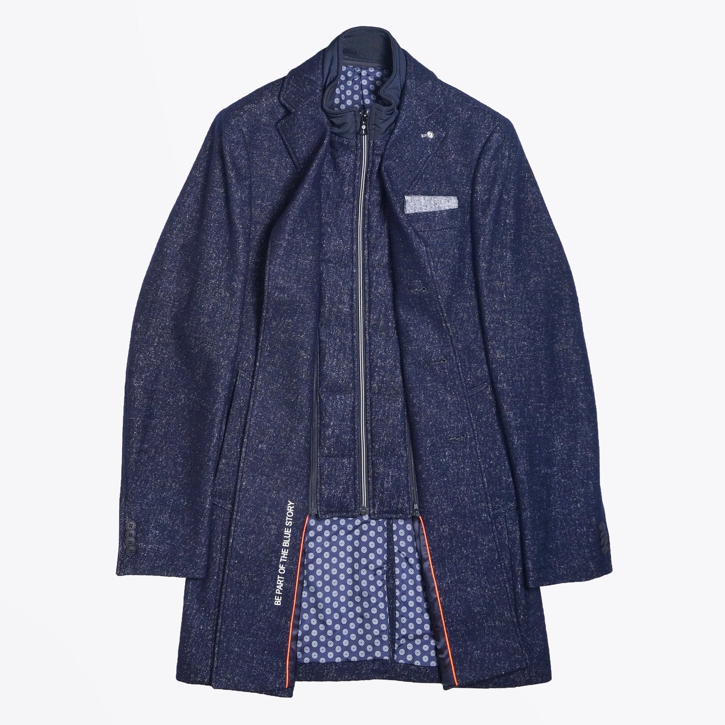 - Wool Speckled Overcoat - Navy