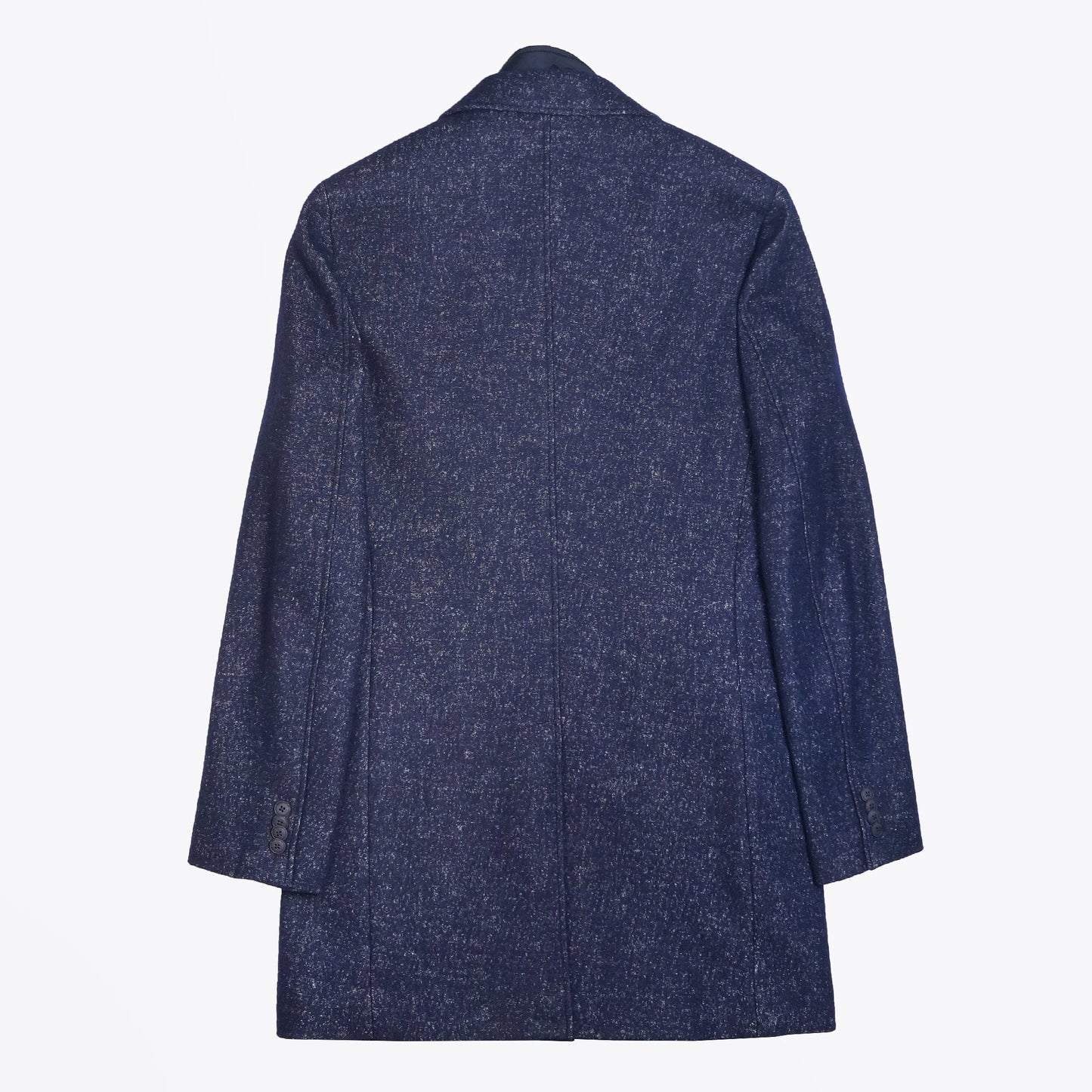 - Wool Speckled Overcoat - Navy