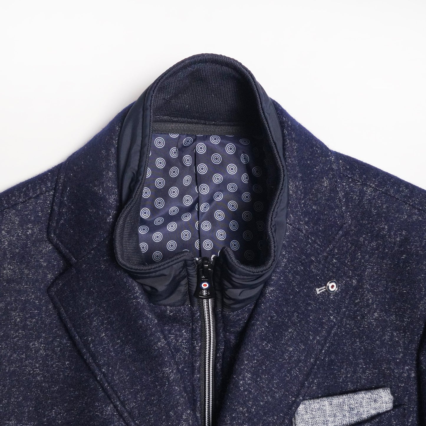 - Wool Speckled Overcoat - Navy