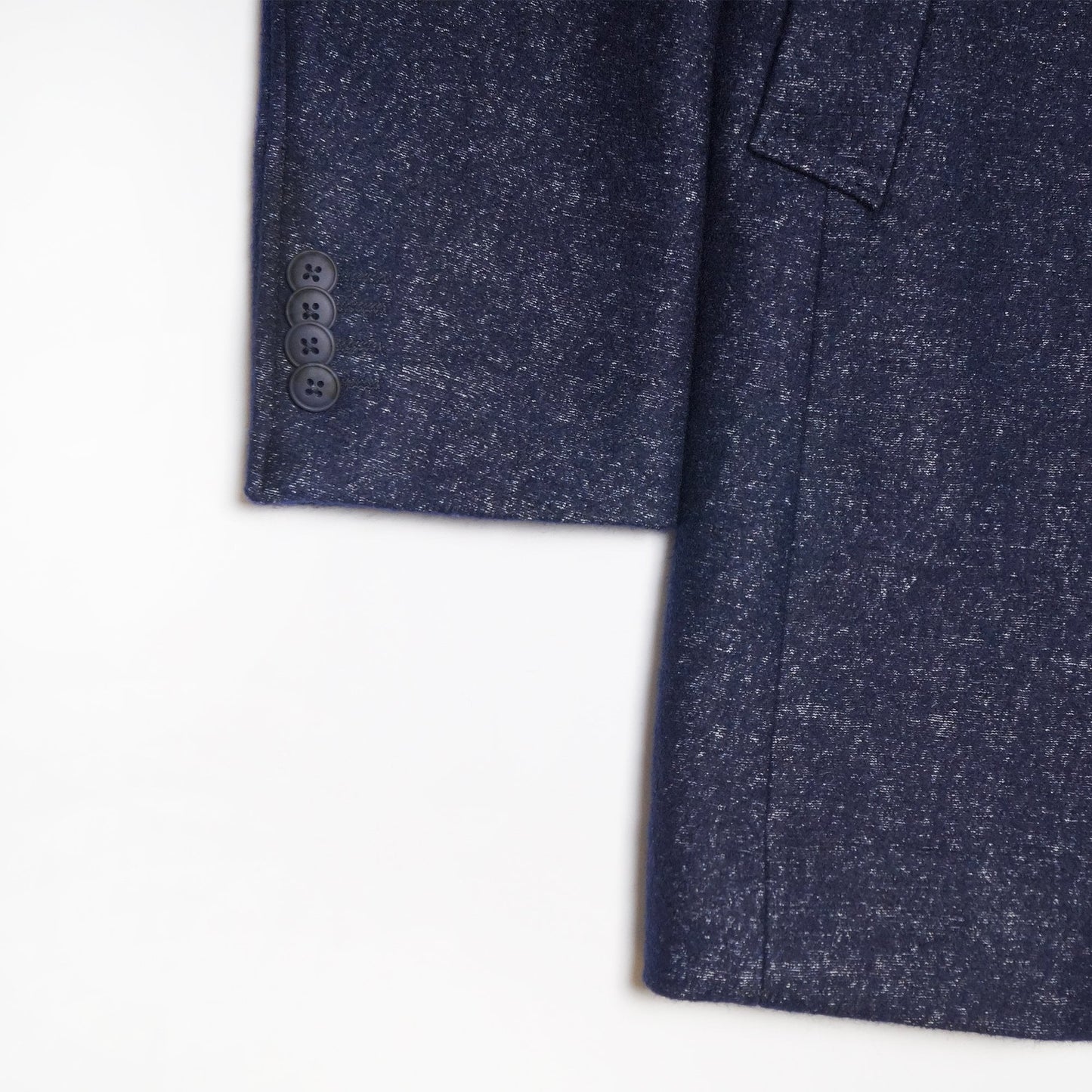 - Wool Speckled Overcoat - Navy