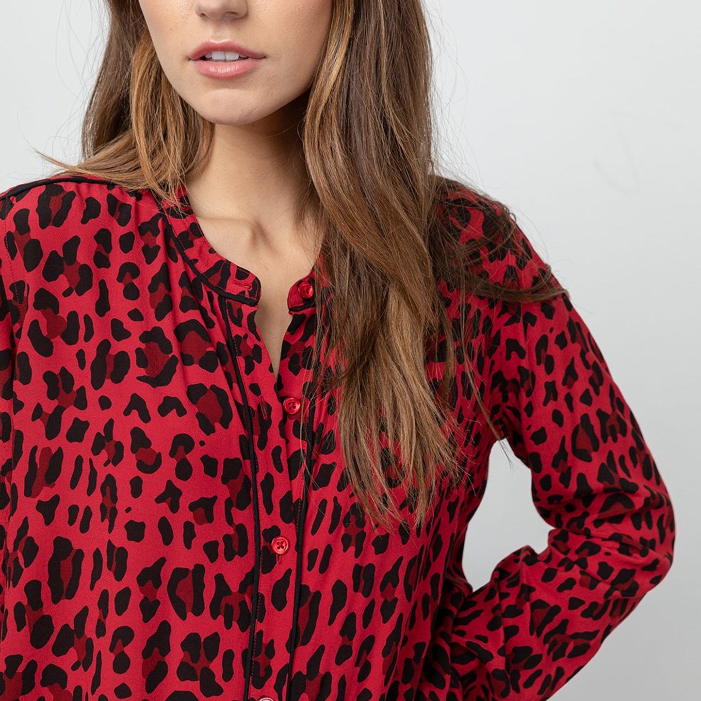 Lillian - Leopard Print Shirt - Red