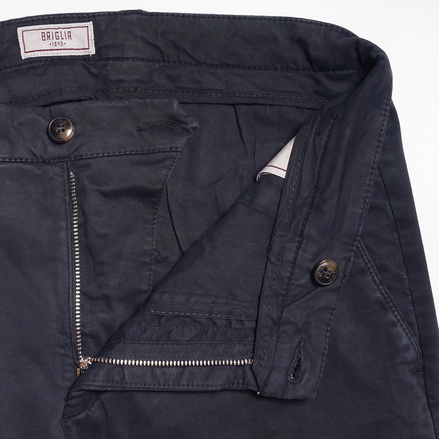 - Peached Cotton Chinos - Navy