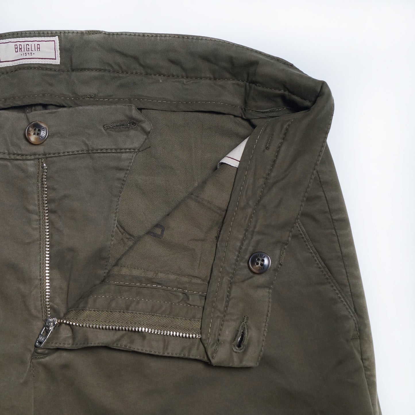 - Peached Cotton Chinos - Green