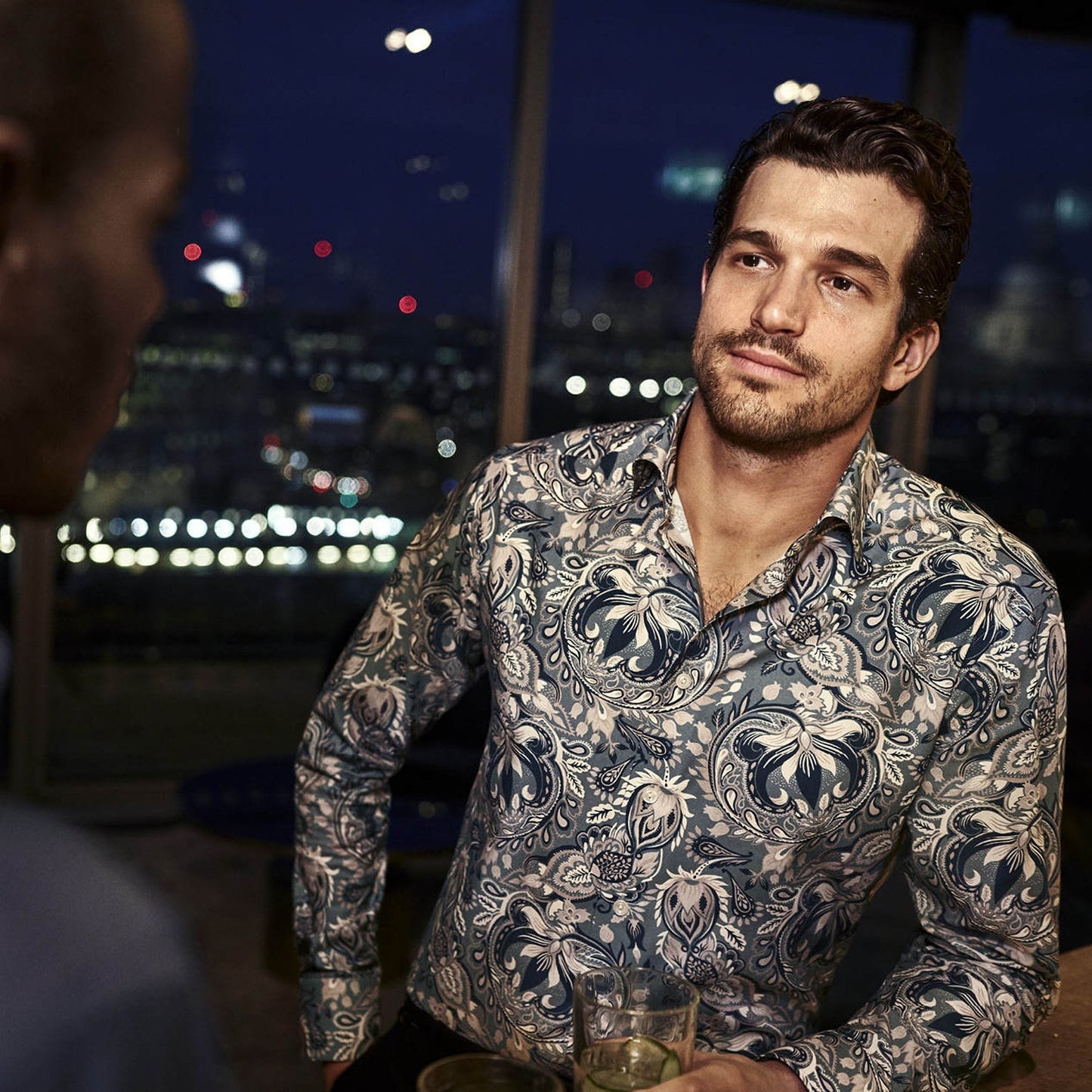 - Bold Paisley Print Shirt - Blue