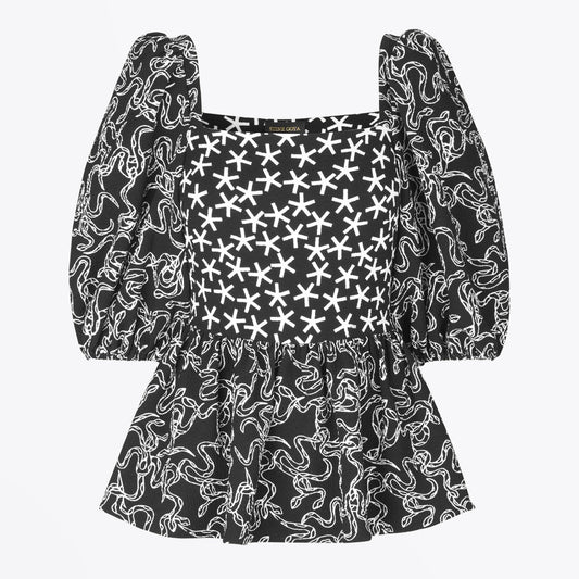 - Irene Puffed Sleeve Top - Black