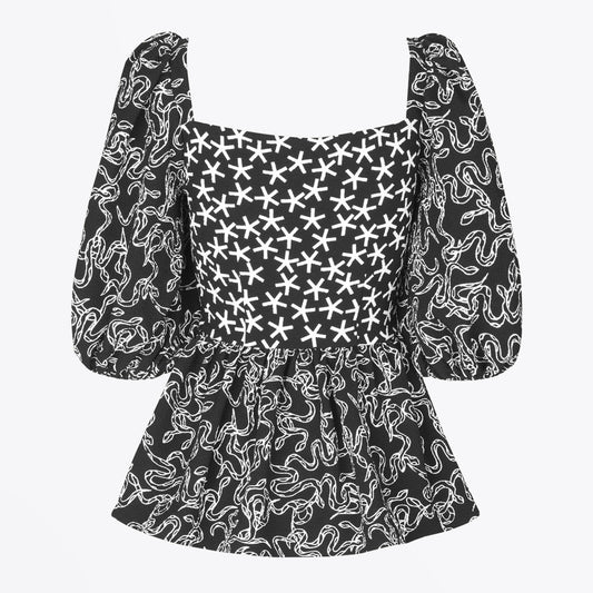 - Irene Puffed Sleeve Top - Black