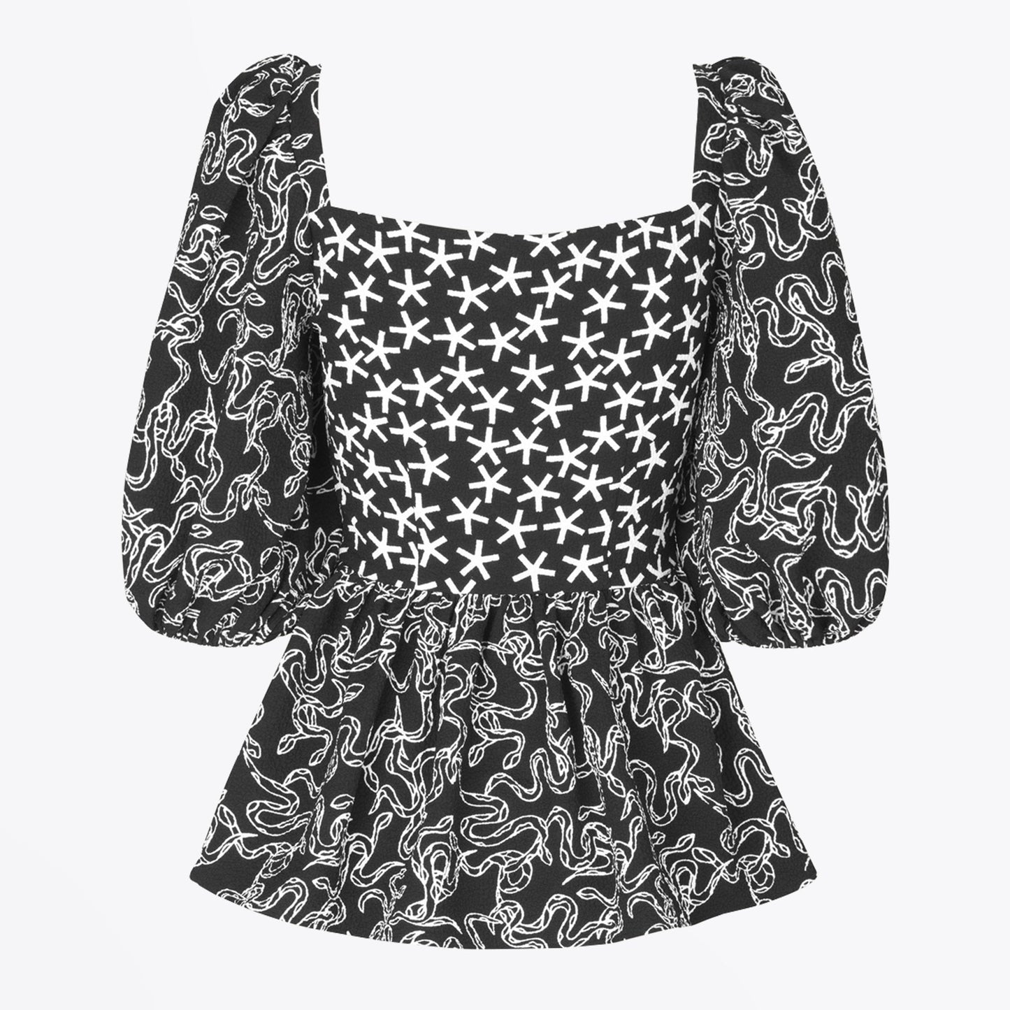 - Irene Puffed Sleeve Top - Black