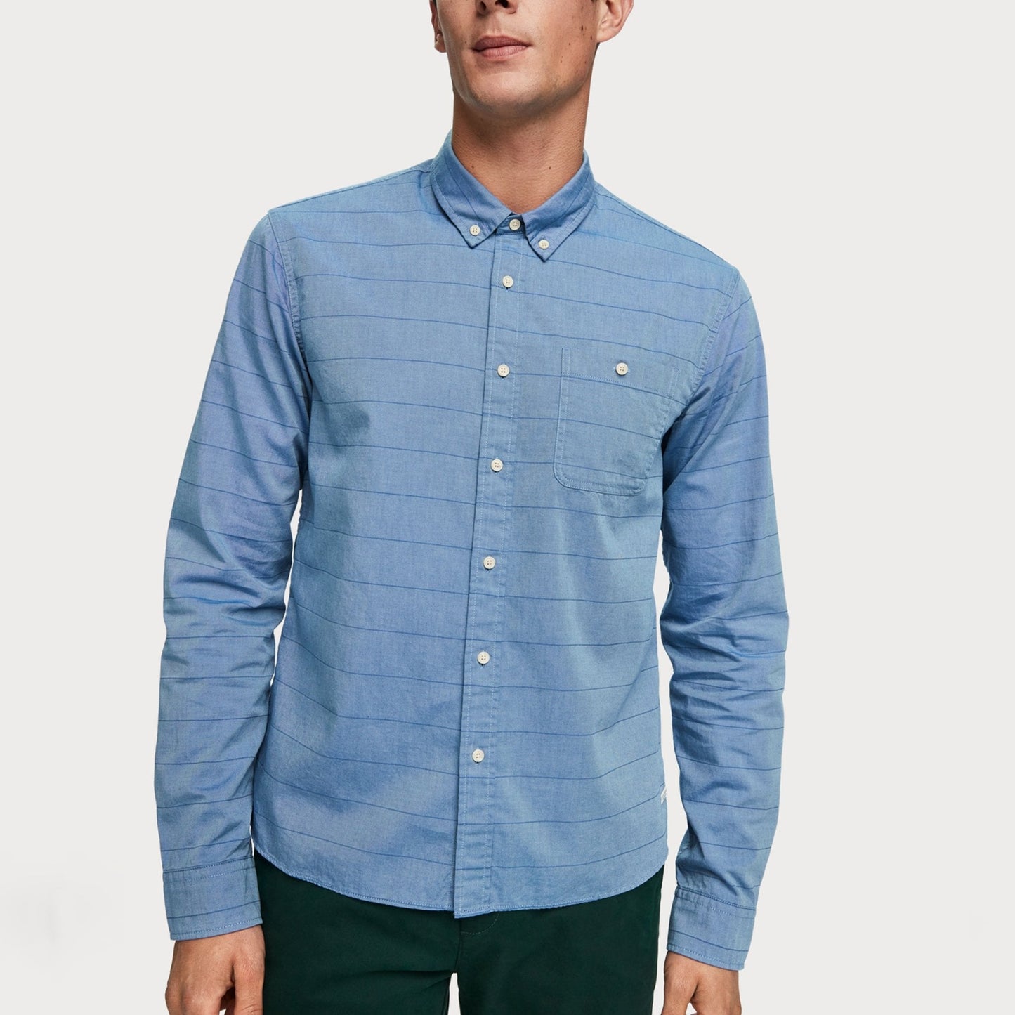 - Patterned Oxford Shirt - Blue